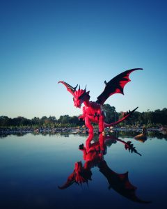 Lego dragon on the water's edge