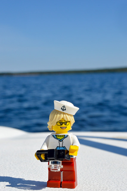 LEGO figure on a boat