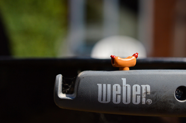 LEGO hot dog on Weber BBQ