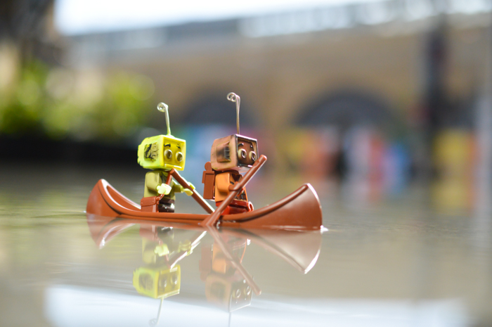 LEGO custom TV Heads in a boat in London