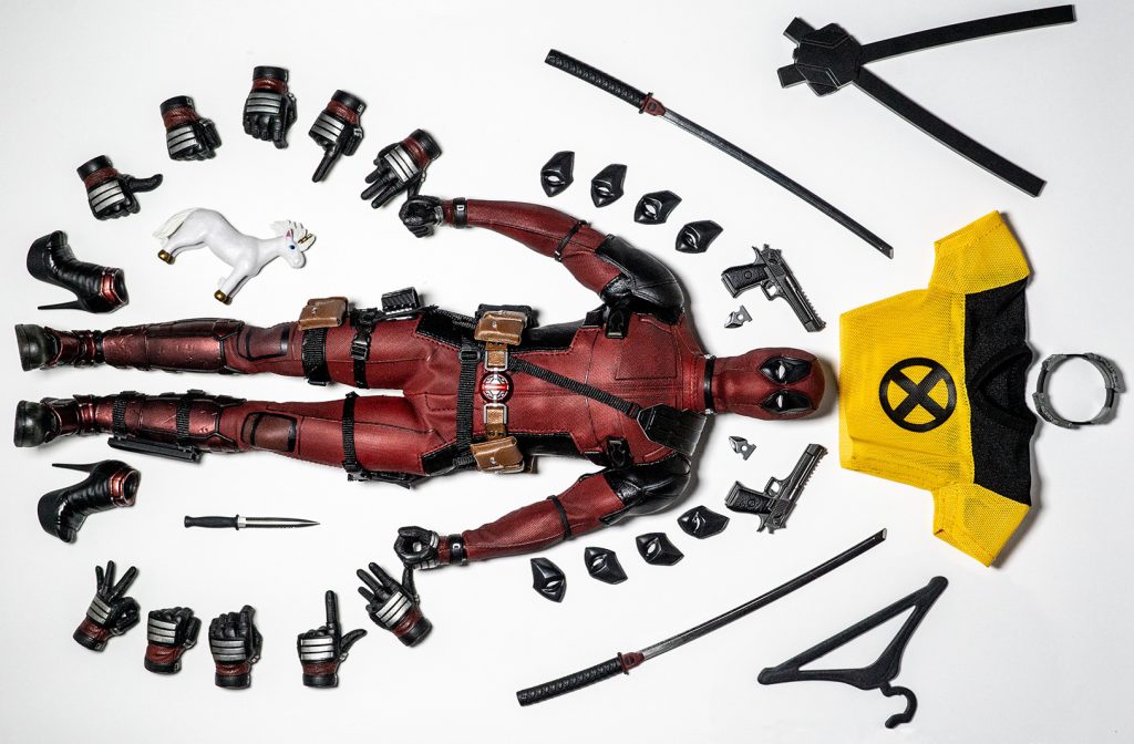 Deadpool and his accessories.