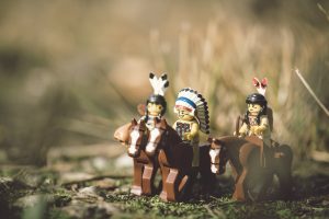Three LEGO Indians on horseback Photo by Shelly Corbett