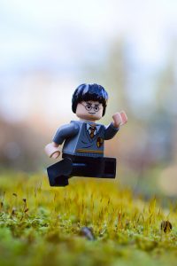 LEGO Harry Potter jumping over moss