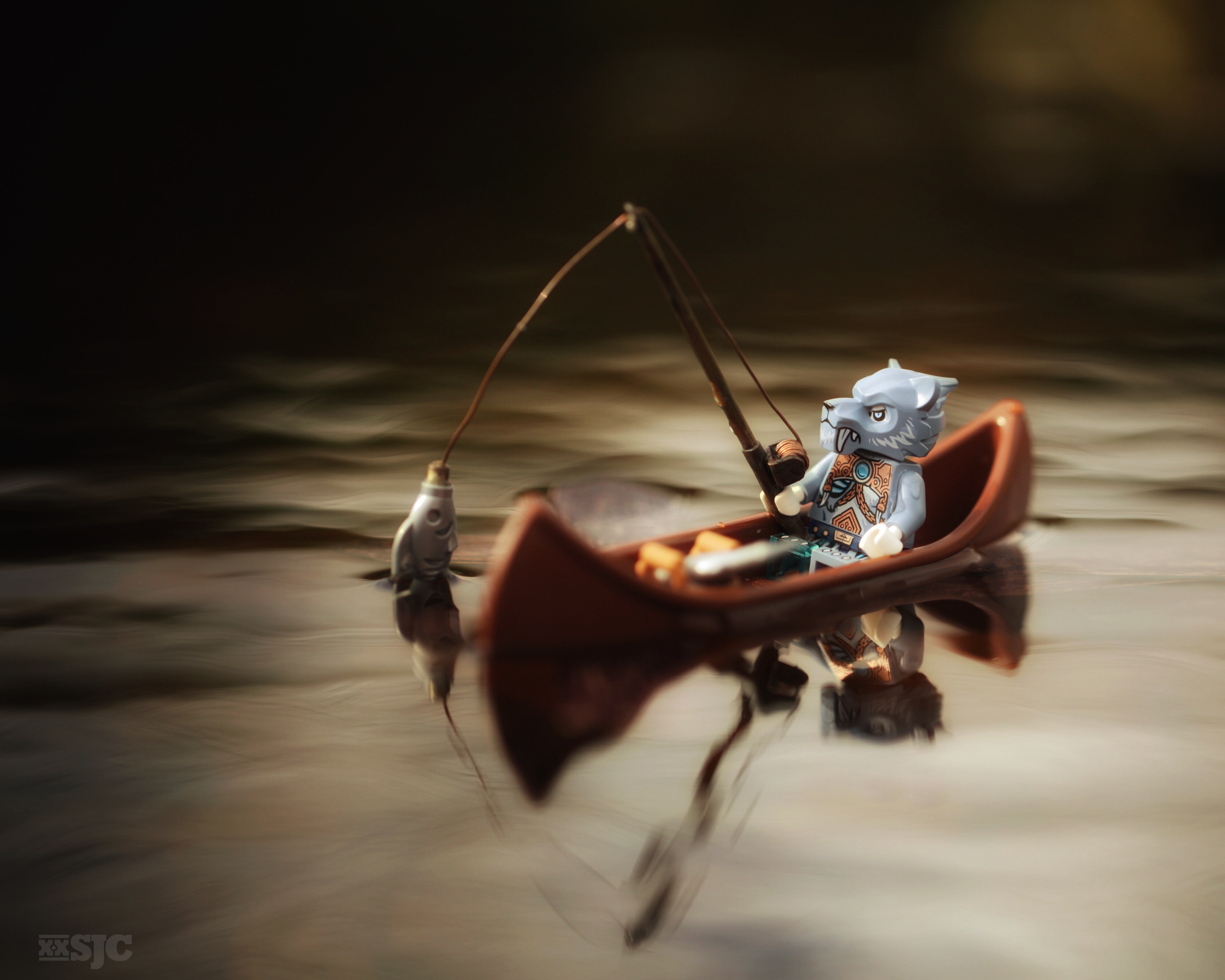 Lego Chima saber tooth tiger fishing in a canoe