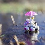 Lego space explorer with pink umbrella taken with a Lensbaby by Shelly Corbett