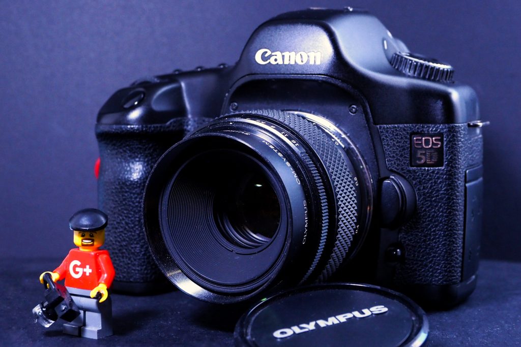 Canon 5D with a Zuiko OM mount 50mm f2.0 Macro