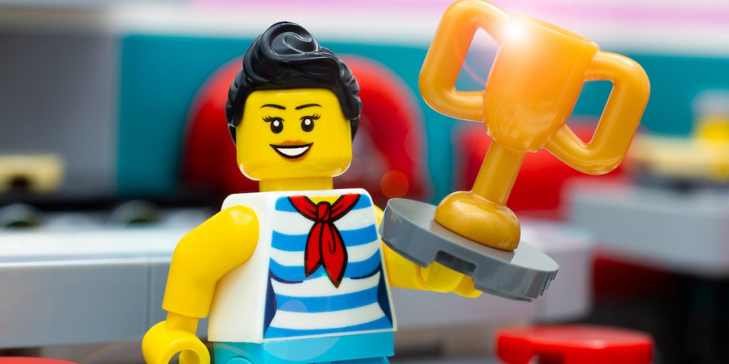 LEGO Downtown Diner waitress with trophy by James Garcia