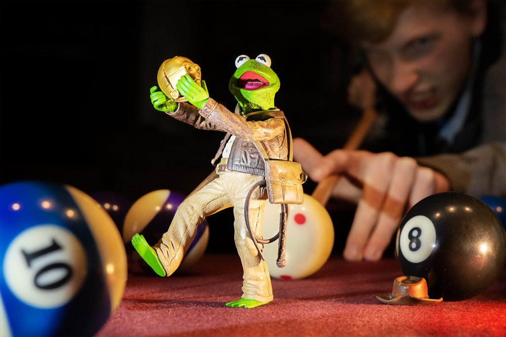 Kermit on the pool table