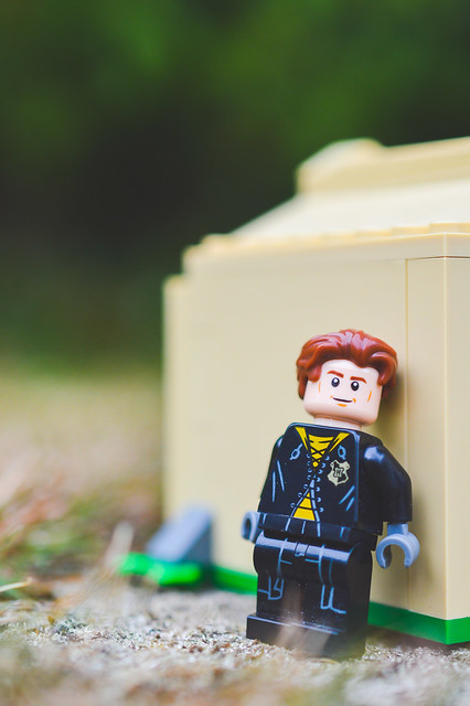 LEGO Cedric Diggory looking pensive.