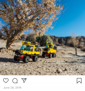 Vintage LEGO explorer trucks out in the California Desert.