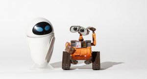 Wall-E and Eve lit with a single speedlight