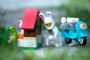 Easter Bunny LEGO set - collecting eggs by Teddi Deppner