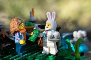 Easter bunny LEGO set - customer buys the eggs by Teddi Deppner