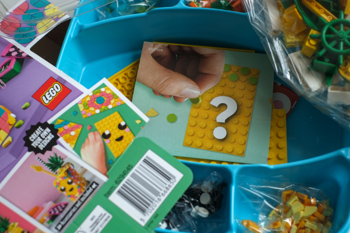 Tray with Lego bricks