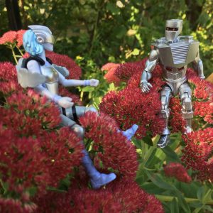 Hasbro Rom the Space Knight figure and friend in flowers