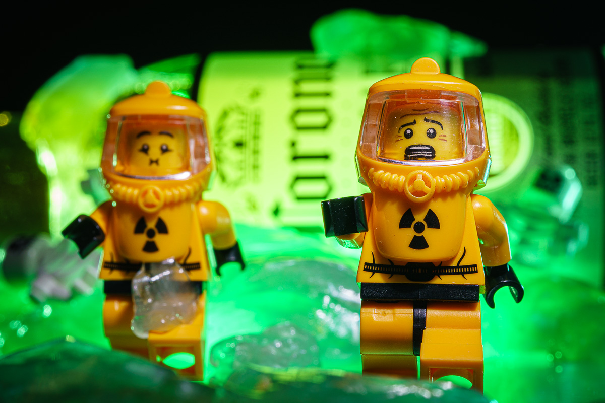 Coronavirus fears: LEGO minifigures in hazmat outrun green slime from Corona beer bottle