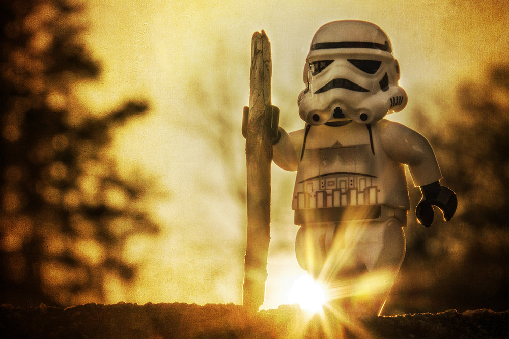 LEGO stormstrooper at sunset