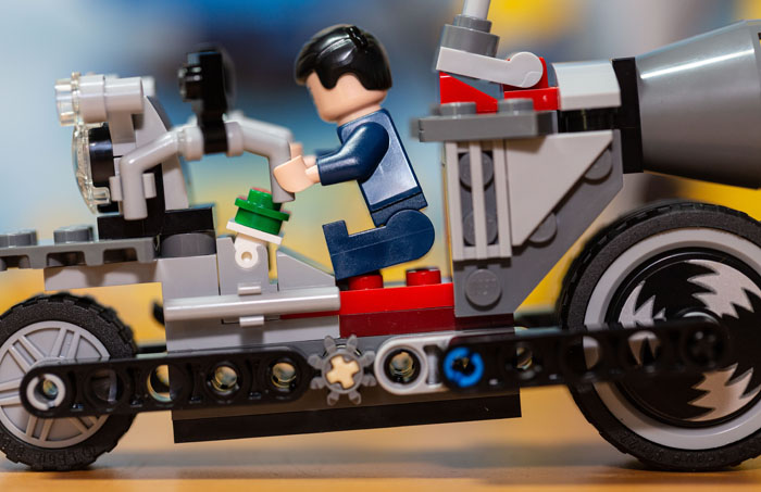 Lego Gru Minifigure on Unstoppable Bike