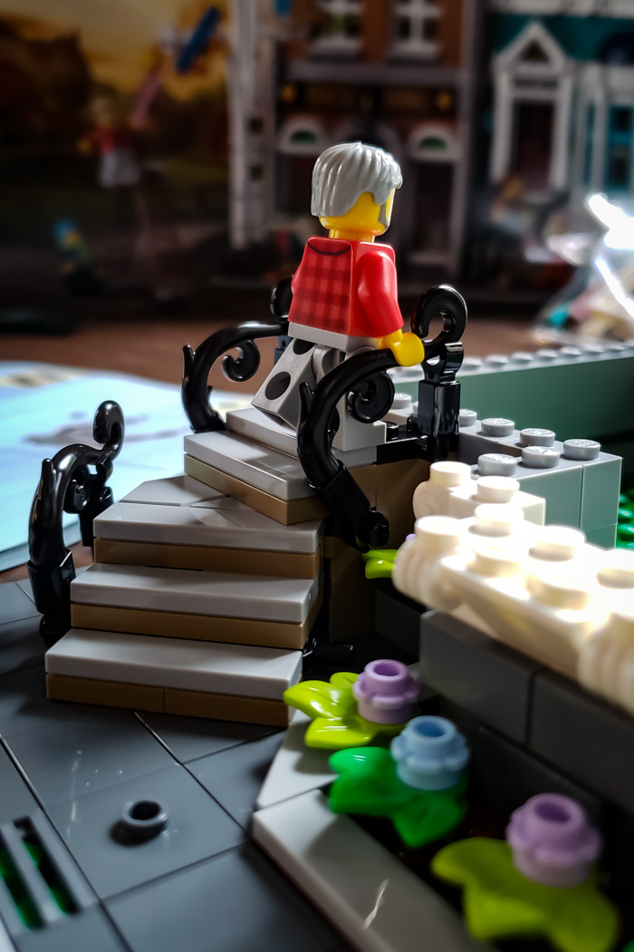 LEGO Creator Bookshop stairs in progress by Teddi Deppner @mightysmallstories