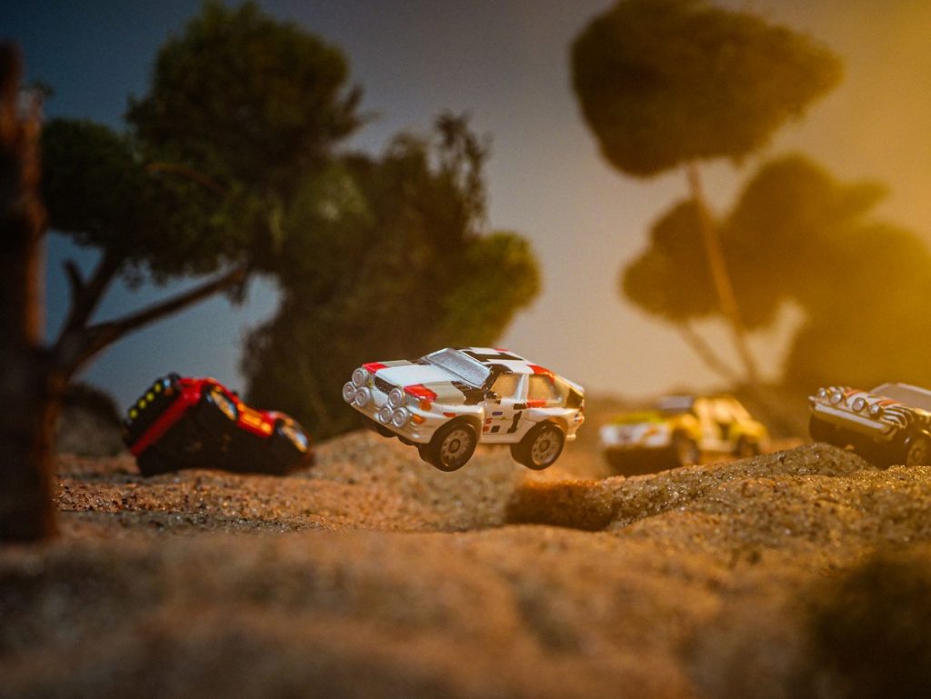 Micro Machine toy car rally race.