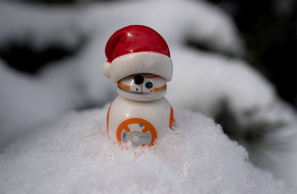 A wam BB-8 melts snow
