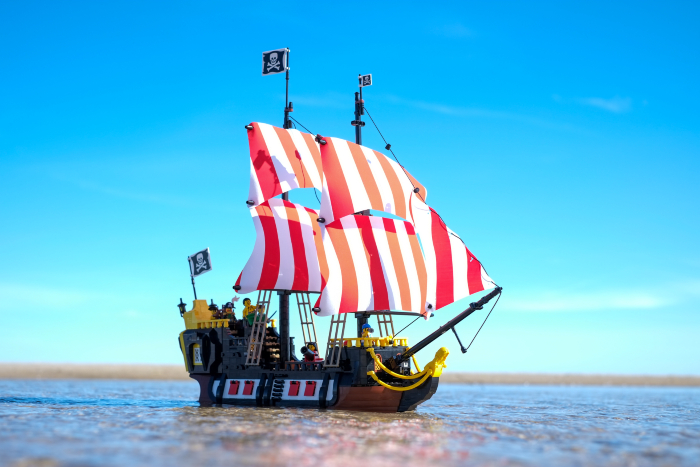 LEGO pirate ship under full sails