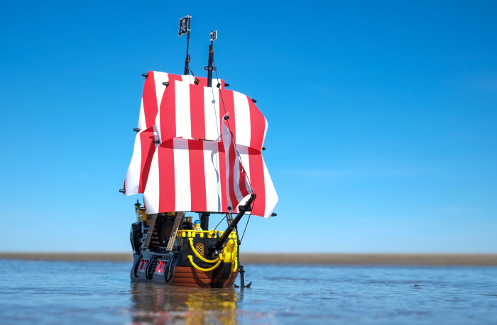 LEGO pirate ship under full sails