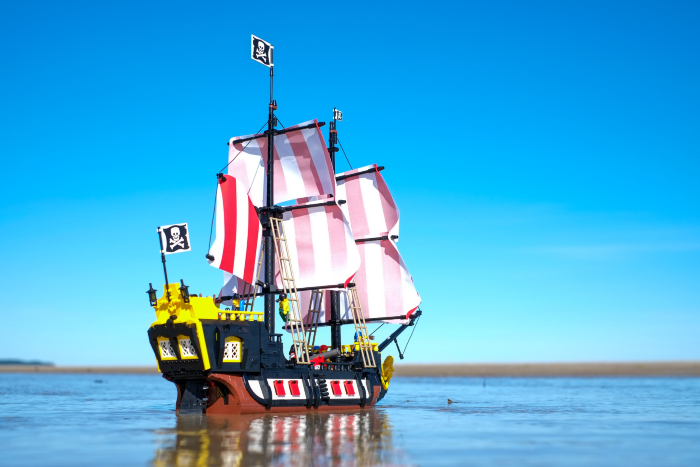 LEGO pirate ship under full sails