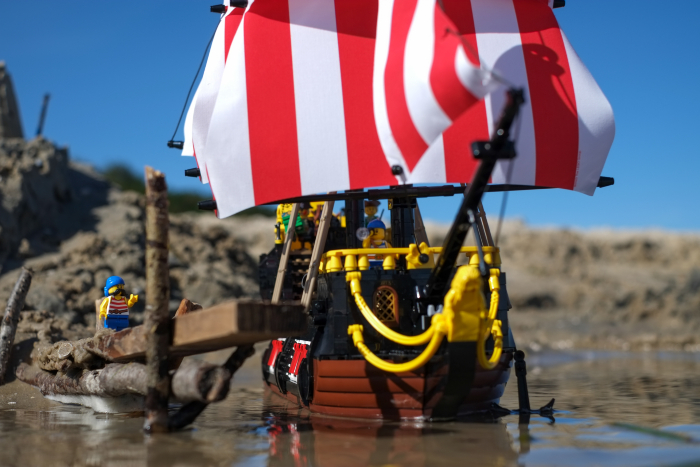 LEGO pirate ship mooring by the pier