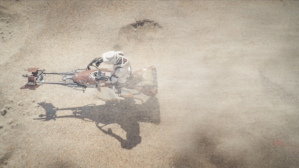 The final shot of speeder bike from above.
