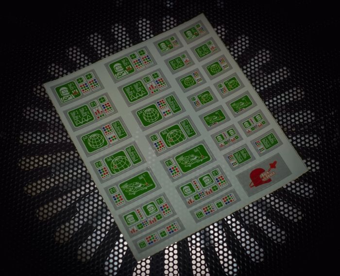 Sheet of stickers for LEGO space bricks