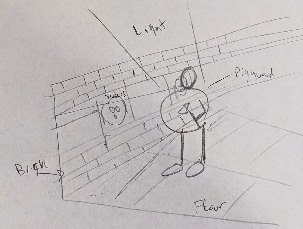 worlds crappiest story board drawing of the initial concept.
