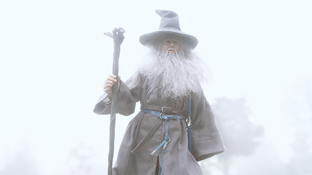 Gandalf walking in the fog
