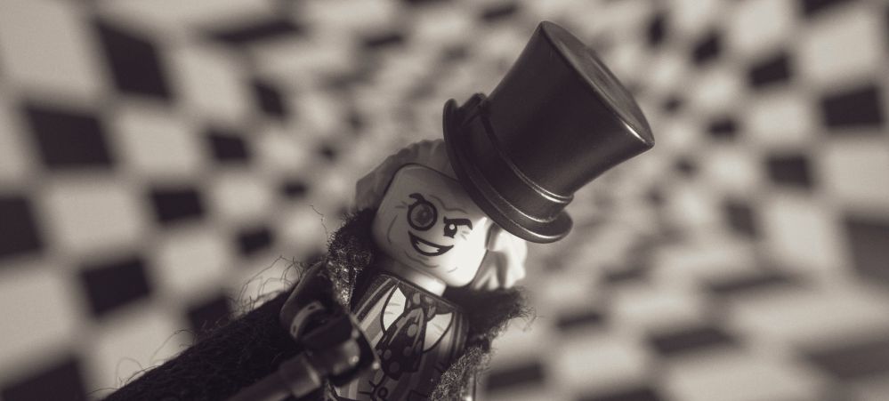 LEGO minifigure stylized as Dr. Caligari 