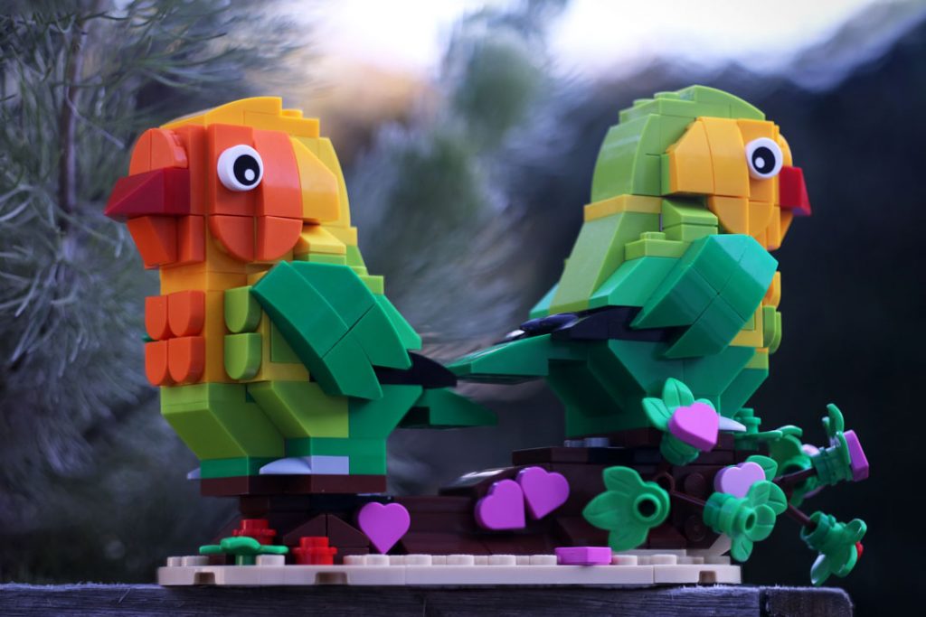 LEGO 40522 lovebirds looking in the opposite  direction