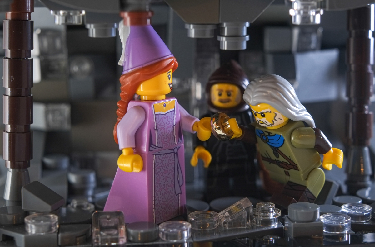 LEGO minifigures inside brick-built mine