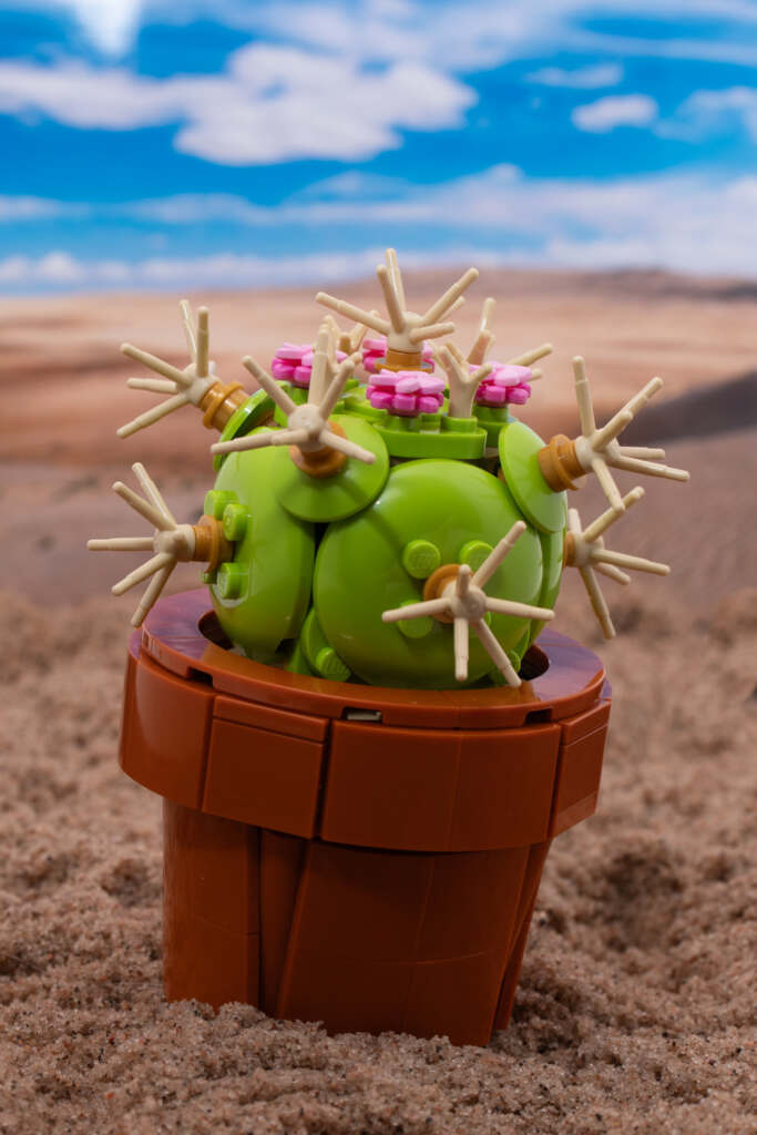 Details of LEGO brick built model of Eastern Prickly Pear (Opuntia humifusa)