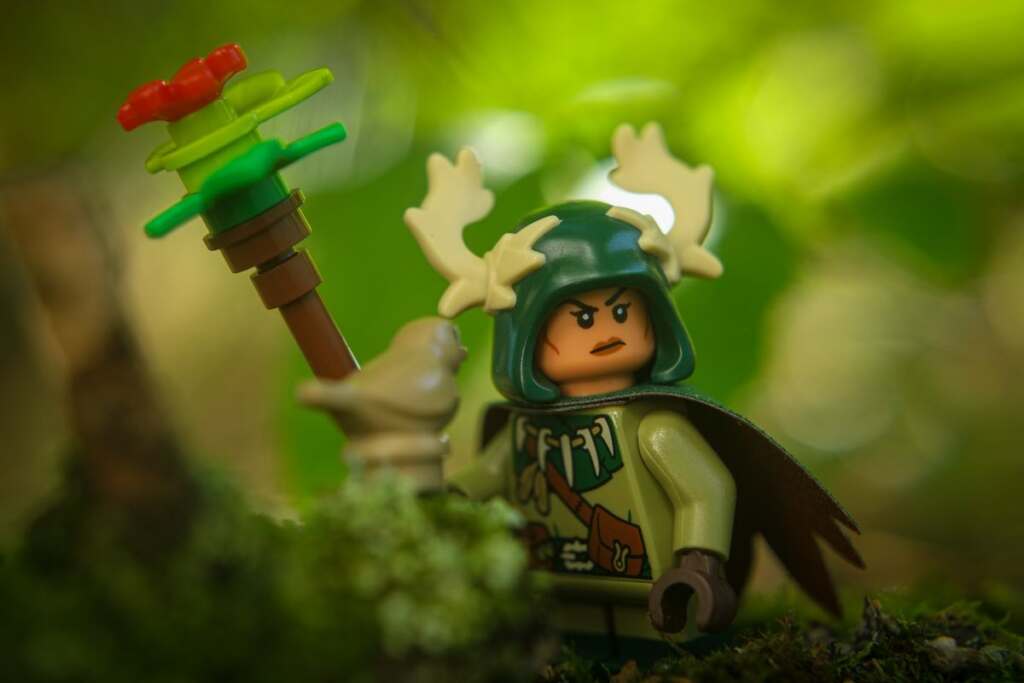 LEGO female Halfling Druid in the woods