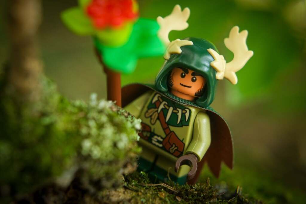 LEGO male Halfling Druid in the woods