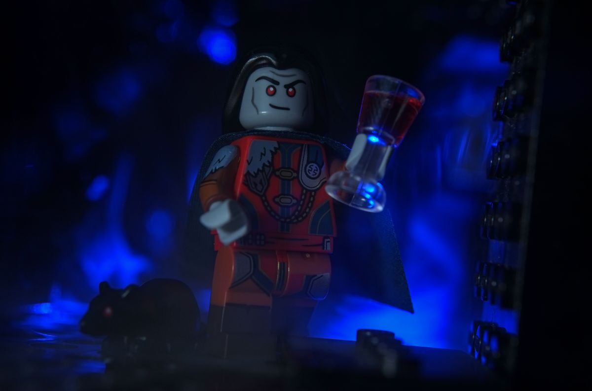 LEGO Strahd Von Zarovich holding a cup