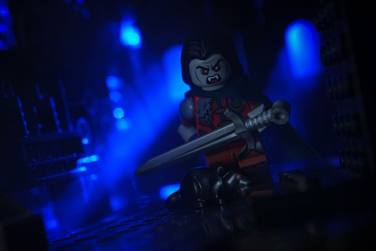 LEGO Strahd Von Zarovich charging with sword