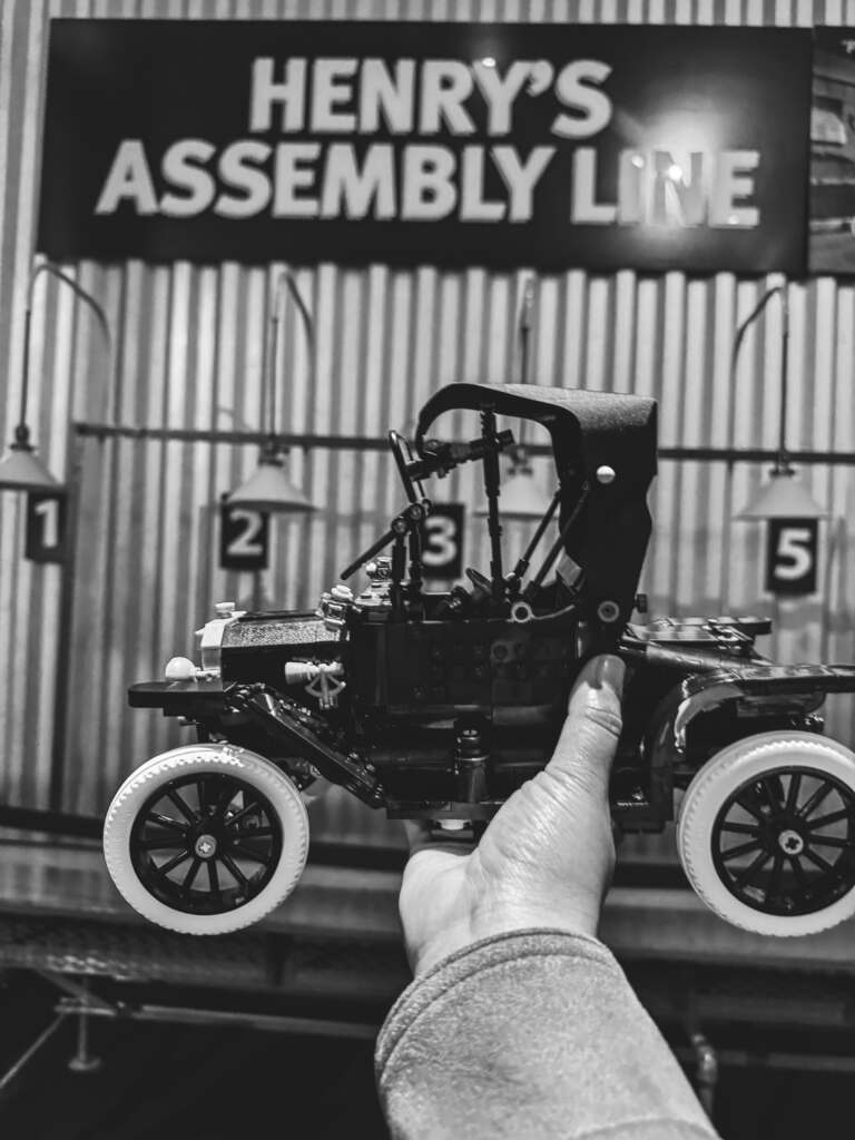 lego ford model t at the assembly line